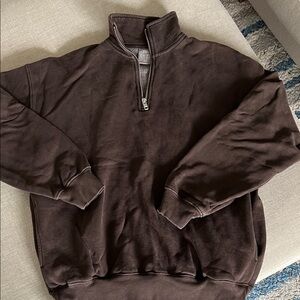 Aritzia TNA rich mocha brown 1/4 zip. Mega size 1.